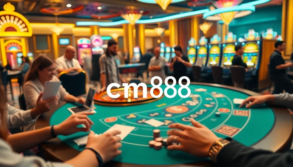 Engage in thrilling casino action at cm88's blackjack table, where players experience high stakes and excitement.