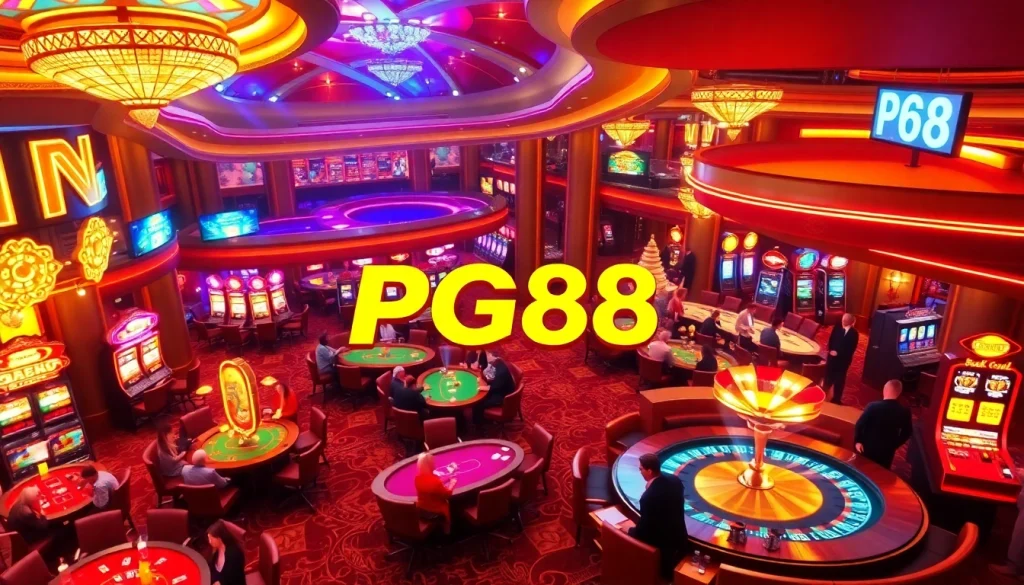 Experience the excitement at PG88 Casino with vibrant gaming tables and engaging players.