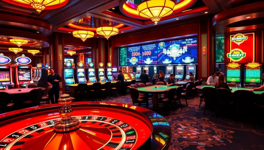 Experience exhilarating gameplay at https://xx88.video/ featuring vibrant casino tables, poker chips, and eager players.